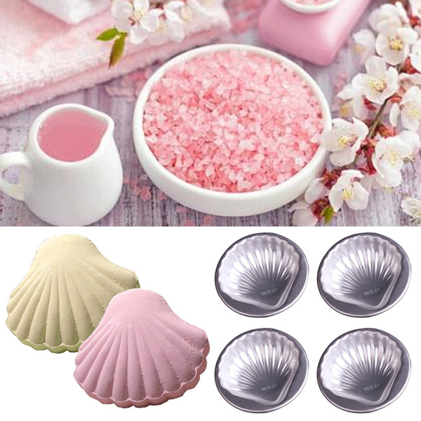 4Pcs/Set DIY Homemade Bathing Bath Bomb Molds Balls Sea Shell Aluminum Alloy Cake Pan Baking Mold Pastry Tool Accessory