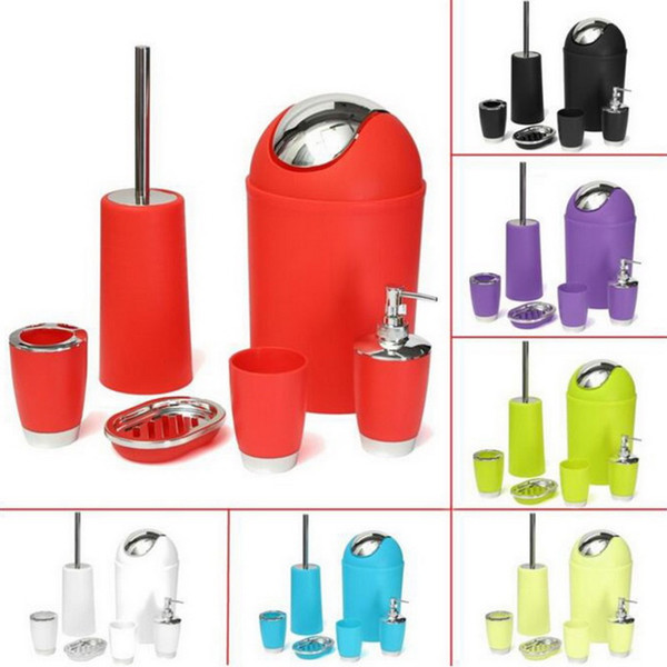 Bathroom Accessory Bin Soap Dish Dispenser Tumbler Toothbrush Holder Set Bathroom Wash Bath Set storage 6Pcs/set