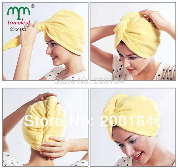 Free shipping 3pc/set Plush 28*65cm Microfiber Magic Drying Turban Wrap Towel/Hat/Cap Hair Dry Quick Dry Dryer Bath Caps