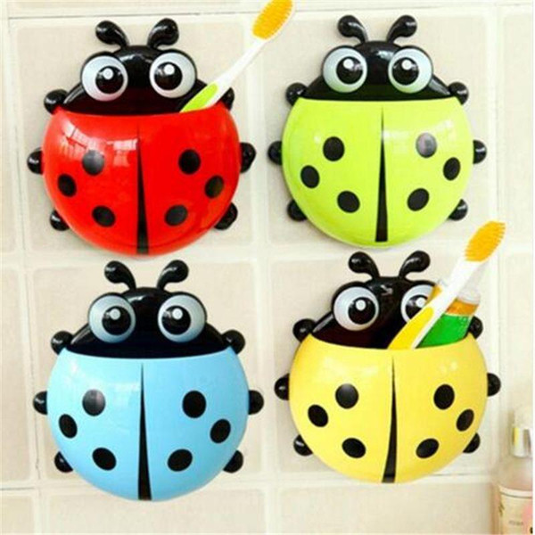 Creative Home Accessories Cartoon Ladybird Toiletries Toothpaste Holder Bathroom Sets Suction Hooks Tooth Brush Holder