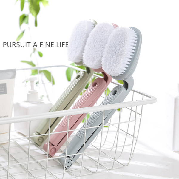 Wholesale- Handled Bath Brush Scrub Skin Massage Health Care Shower Reach Feet Rubbing Brush Exfoliation Brushes Body Bathroom Scrubber