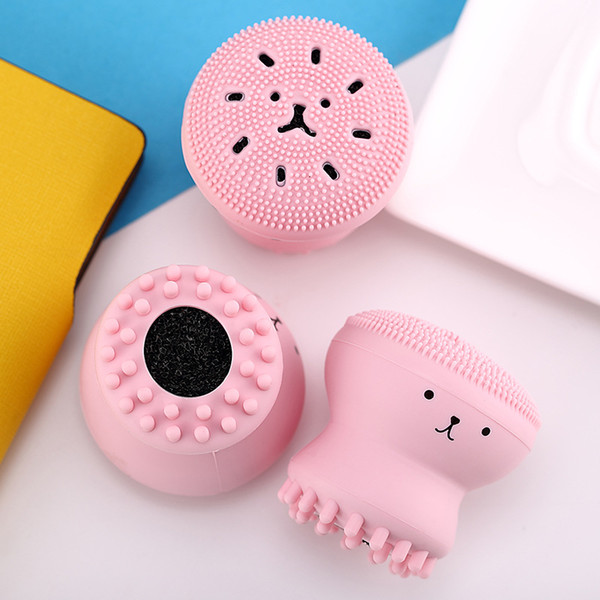 TM-HF002 Wash Brushes Super Little Cute Octopus Face Cleaner Massage Soft Silicone Facial Brush Face Cleansers Blackhead Spot Acne brush