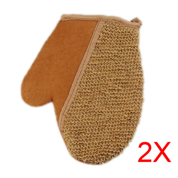 2pcs New Shower Scrubber Back Scrub Exfoliating Body Massage Sponge Bath Flax Gloves HS11