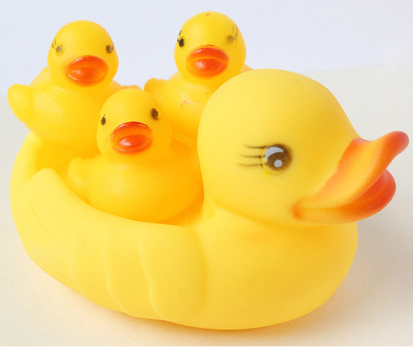 Cute Baby Girl Boy Bath Bathing Classic Toys Rubber Race Squeaky Ducks Set Yellow Sale,4PCS/SET