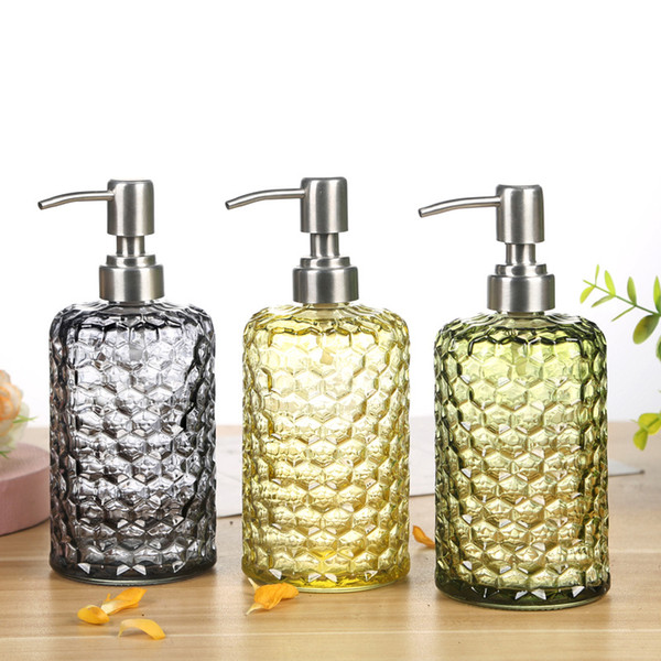 500ml Soap Dispensers Diamond pattern Glass Shampoo Bottle bottling Large capacity Spot Shower Washing hands Cosmetic lotion bottle