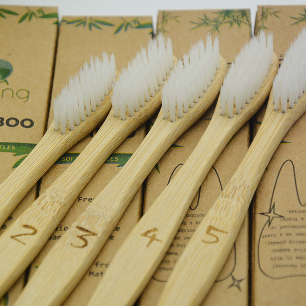 Disposable ToothBrush OEM Customized Logo Bamboo 5in1 Toothbrushes Tongue Cleaner Denture Teeth Travel Kit Soft FREE SHIPPING