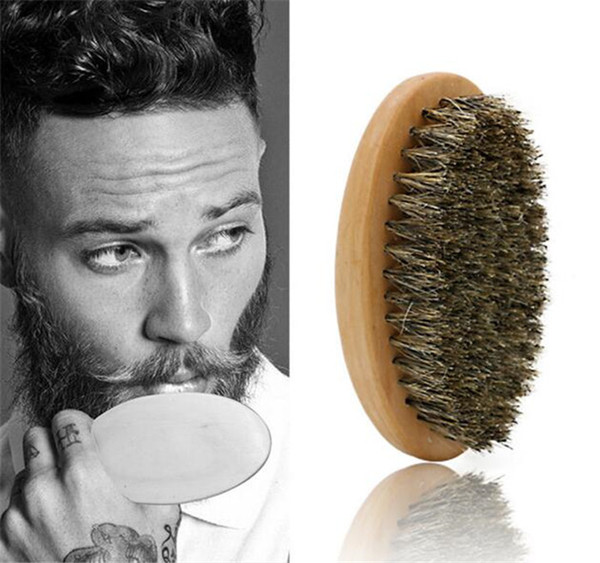 Boar Hair Bristle Beard Mustache Brush Military Hard Handle Comb Hairdressing Tool for Men X072