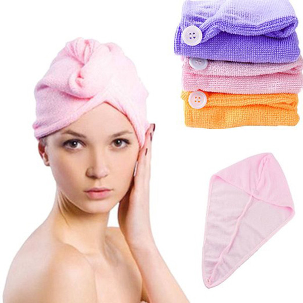 Microfiber dry hair cap women's girls headscarf magic fast dry hair cap bath head strong absorbent thickening button shower cap dry hair tow