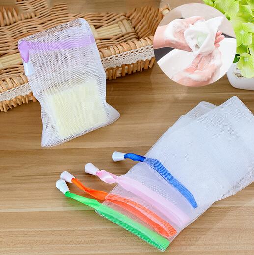 10 Pcs/Lot body cleansing foam net bubble foam bag with belt use less cleanser Spot handmade soap Cleanser necessary foaming net