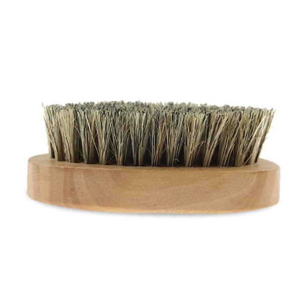 high quality Boar Hair Bristle Beard Mustache Brush Military Hard Round Wood Handle Anti-static Peach Comb Hairdressing Tool for Men