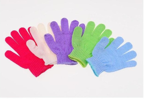 Exfoliating Bath Glove Five fingers Bath Gloves Bathroom Accessories Nylon gloves Bathing Supplies Bath products 500PCS