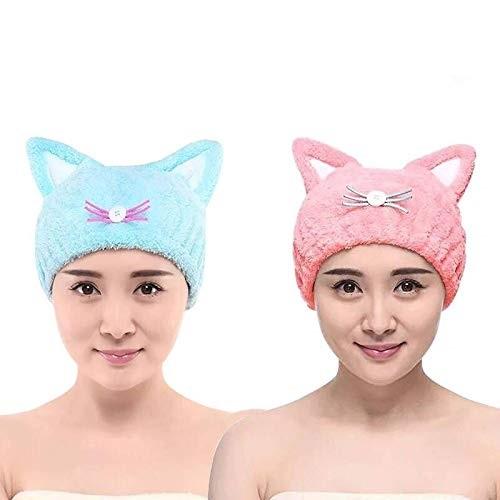 Cute Hair Drying Towel Cap Ultra Soft Water Absorbent Hair Wrap Hat for Women Adult and Child