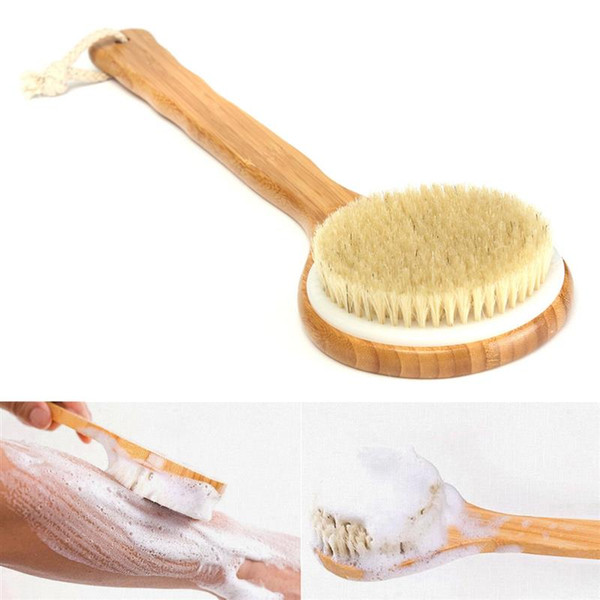 Bristle Long Handle Wooden Bath Shower Body Back Brush Spa Scrubber Soap Cleaner Exfoliating Bathroom Tools