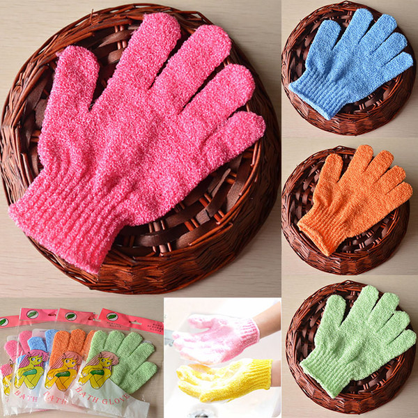 Bathing Gloves Five Fingers Scrubber Exfoliating Massage Body Spong Bath Gloves Mitt SPA Foam Bath Glove Tools Gifts WX-G09