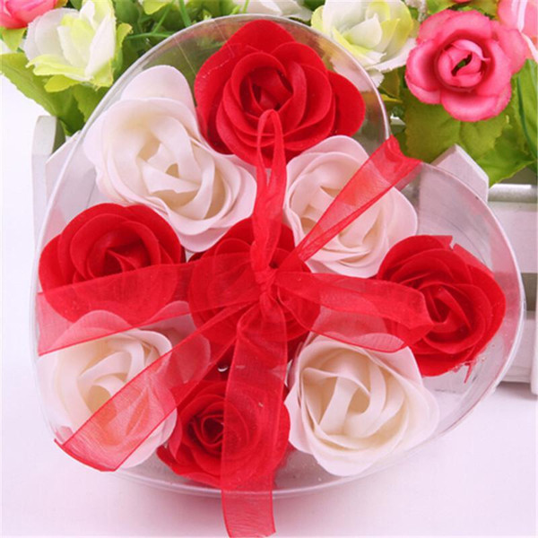 Washing Cleaning Bath Rose Flower Paper Petals Soap Gift Organtic Wedding Gift Favor Mulit Color Soap( 6pcs=one box) Free Shipping