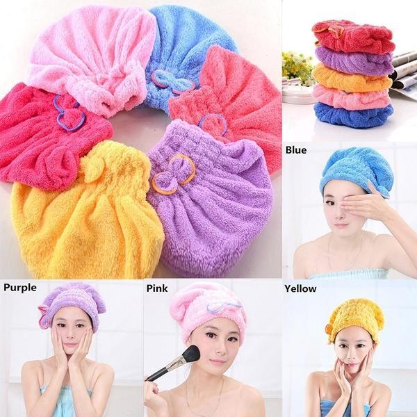 Textile Useful Dry Microfiber Turban Quick Hair Hats Wrapp Towels Bathing