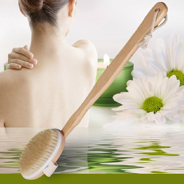 Natural Long Wood Wooden Body Brush Massager Bath Shower Back Spa Scrubber 2019 New Arrival High Quality