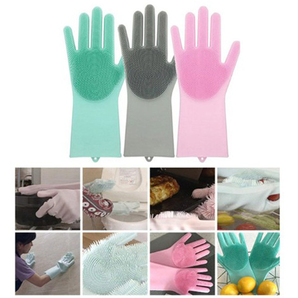 New Magic Silicone Scrubber Rubber Cleaning glove Gloves Dusting Dish Washing Pet Care Grooming Hair Car Kitchen Helper Scrubber Cleaning