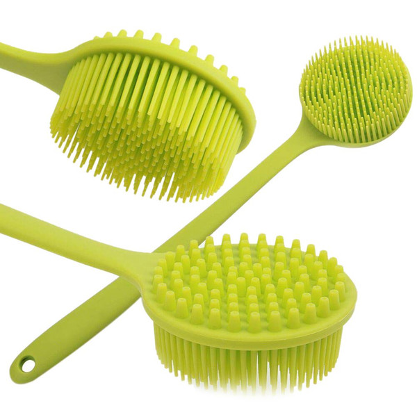 Silicone Bath Brush Exfoliator Massage Brush With Long Handle Cleaning Shower Scrubber For Back Bath Supplies PPA276