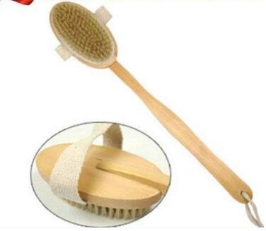 Fashion Hot Natural Long Wooden Bristle Body Brush Massager Bath Shower Back Spa Scrubber