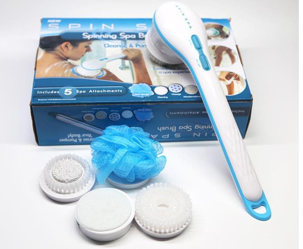 STOCK Electric Massage shower head Deep Clean Electric Bath Brushes Spin Spa Body Brush with 5 Attachments