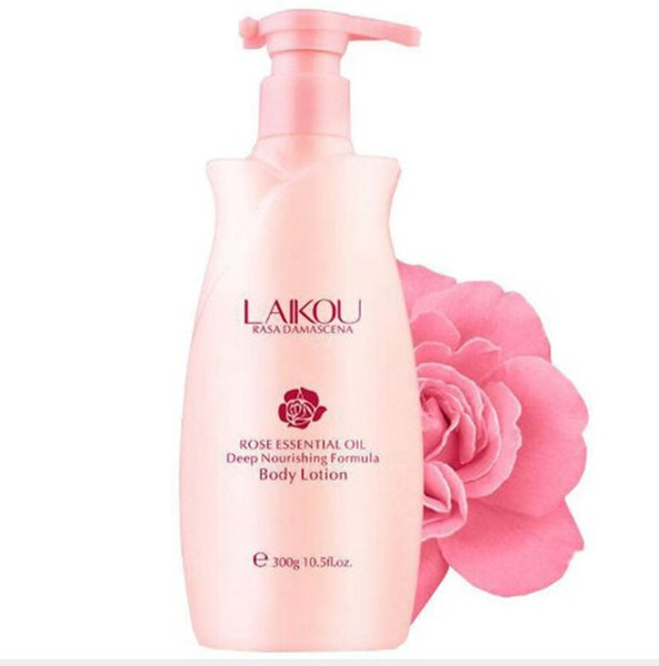 Free shipping 300ml moist supply and lock nourish rose essential oil body cream hydrate and relieve rose body lotion