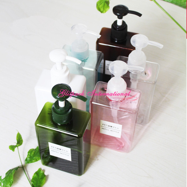 280ml 10oz Square Empty Refillable PETG cosmetic bottle lotion pump color bottles plastic shampoo containers bottle for travel