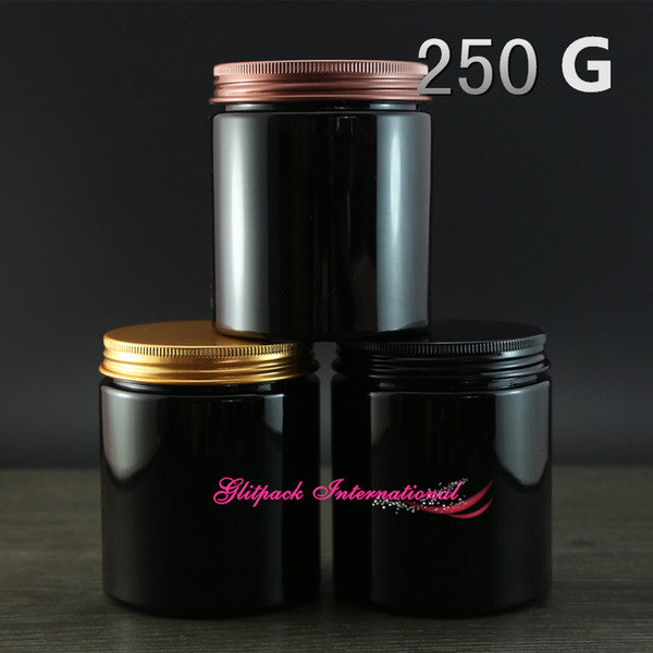 30pcs/lot 250g Black color unique cosmetic packaging 8oz plastic jar packaging 250ml makeup jars wholesale