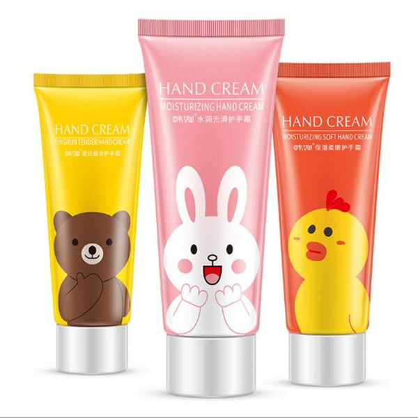 Free shipping 60g repleshment and nourishing hand cream cartoon design anti aging tender and smooth hand lotion fruit flavor