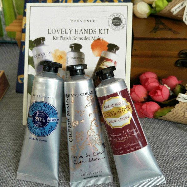 2018 LOVELY HAND KIT Shea Butter+Peony+rose hand cream with 6 pieces pack suit mini hand skin care lotions free shipping 1box=6pcs