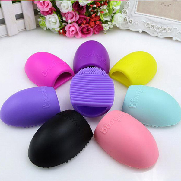 New Egg Cleaning Glove MakeUp Washing Brush Scrubber Board Cosmetic Brushegg Cosmetic Brush Egg Brush Clean tool free shipping