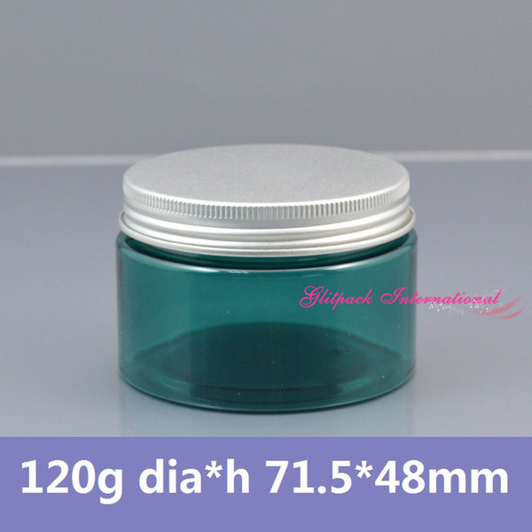 50pcs/lot 120g acid Light Blue PET Jar with aluminum lid 120ml Empty Cream Container 4oz Cosmetic Jar bulk sell Special color jar