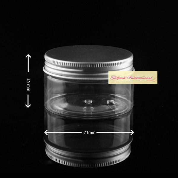 120ml 50pcs/lot Clear Thicken Wall Sugar Pot Candy Can 4oz Plastic Container Aluminum Jar PET Cream Jar Creamer Pots cosmetic customized