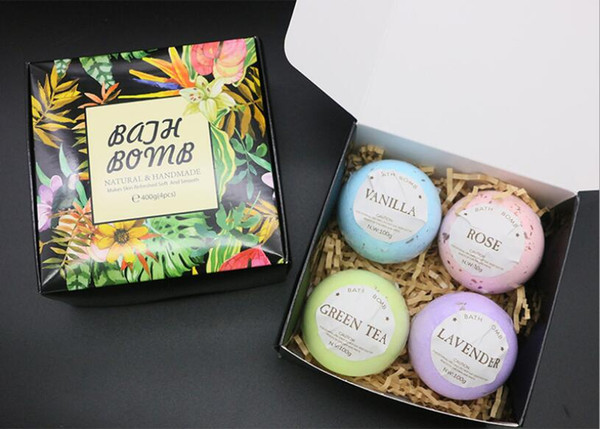 Fragrant bath salt gift box dried flower essential oil bath bombs set box multi-bubble bath salt ball bubble bomb