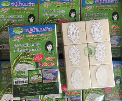 Thailand jam Rice Milk Soap Handwork Whitening Soap with Plant Essential Natural Mask White Bright Oil Soap