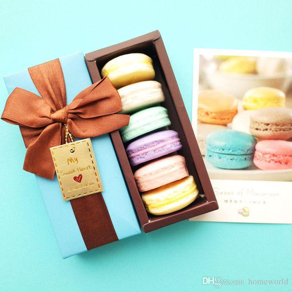 100% Handmade France Macarons Coconut Oil Soap Decorative Christmas Gift Box 6 pieces/lot Savon Coffret Idee Cadeaux