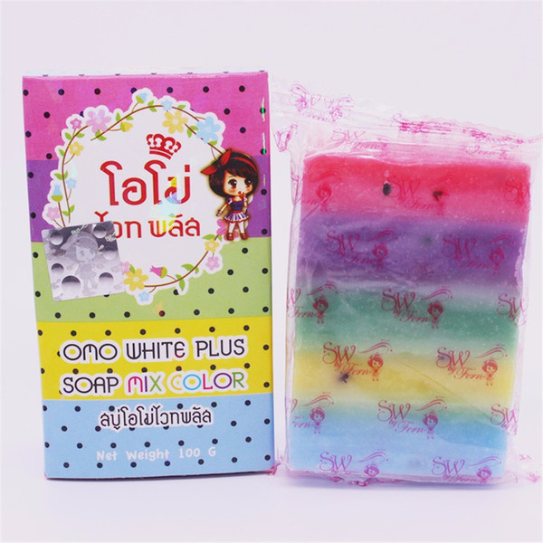 New Arrivals Handmade OMO White Plus Soap Mix Color Plus Five Bleached White Skin Rainbow Soap Free Shipping