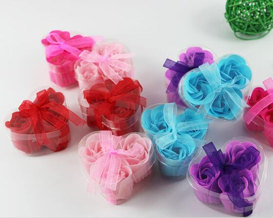 Colorful Heart-Shaped Rose Soap Flower Romantic Wedding Party Gift Handmake Flower Petals Decor Christmas gift