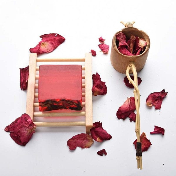 Rose Handmade Soap Oil Control Moisturizing Fruit Essential Oil Soap Natural Red Rose Transparent Belt Flower Hand Moisturizing Moistu