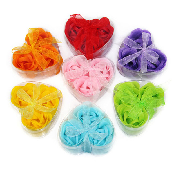 soap flower heart shape handmade rose soap petals rose flower paper soap mix color (3pcs=1box)