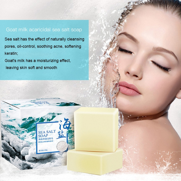 100g Sea Salt Soap Cleaner Removal Pimple Pores Goat Milk Moisturizing Face Wash Soap Skin Care Savon Au Hot