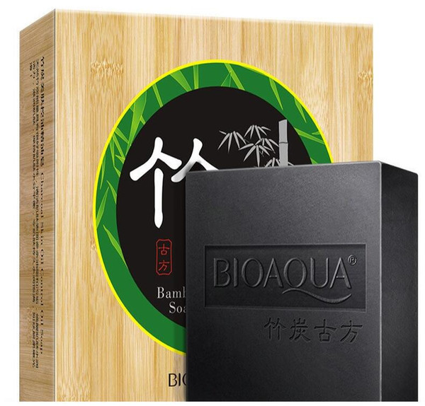 BIOAQUA bamboo charcoal handmade soap skin whitening soap blackhead remover acne treatment face wash hair care bath skin care