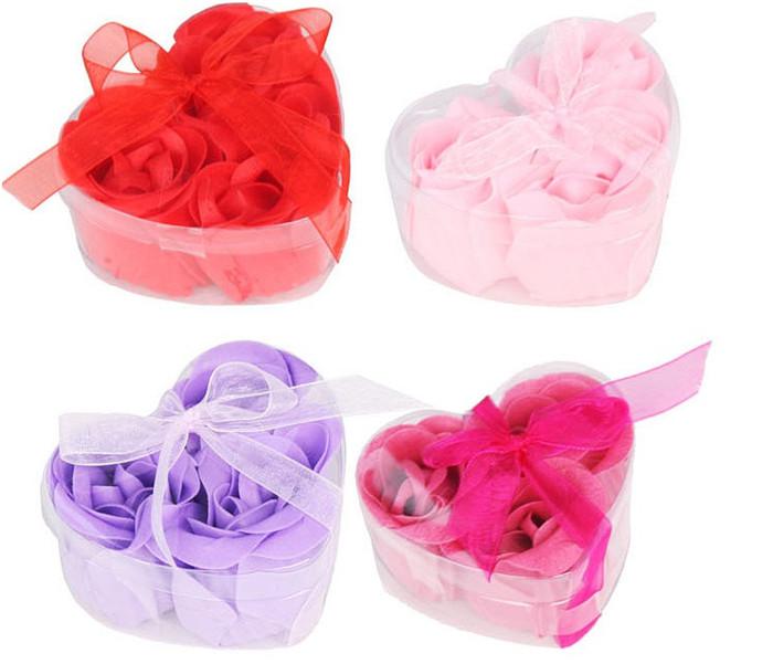 Hot sale 3pcs 9pcs Body Soap Romantic Bath Rose Petal Scented Flower Gift Party Wedding Favor