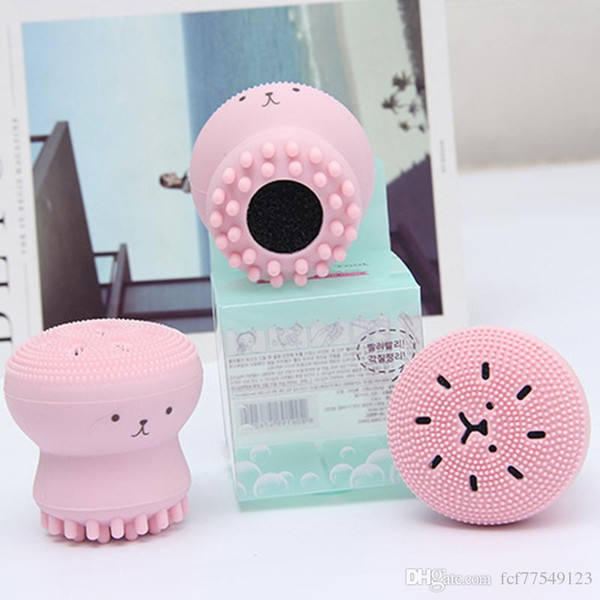 Cleaning Brush Little Cute Jellyfish Wash Brush Exfoliating Face Cleaner Massage Soft Silicone Facial Brush Scrubber Deep Pore