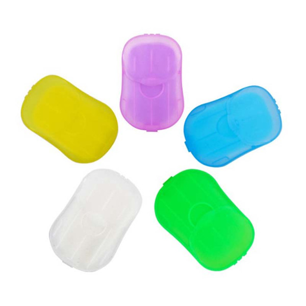 Outdoor Travel 20pcs/set Soap Paper Washing Hand Bath Clean Scented Slice Sheets Disposable Boxe Soap Portable Mini Paper Soap