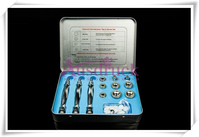 Promotion! Diamond Microdermabrasion Dermabrasion stainless steel 9 Tips 3 Wands cotton filter