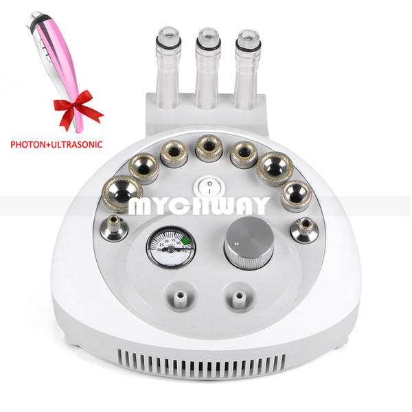 Free Gift! 3 In 1 Dermabrasion Microdermabrasion Vacuum Blackhead Removal Skin Care Machine With Ultrasonic Skin Rejuvenation Massager