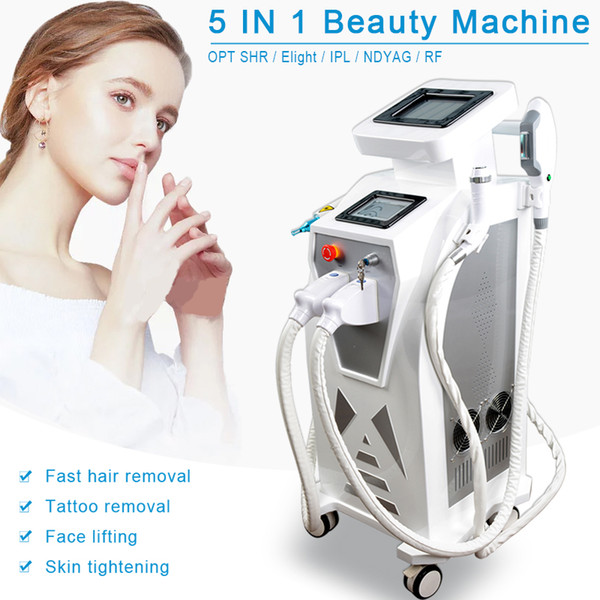 5 in 1 Multifunction Elight Ipl Laser Hair Removal Machine ND YAG Laser Tattoo Removal Beauty Machine IPL&RF & ND YAG &E Light