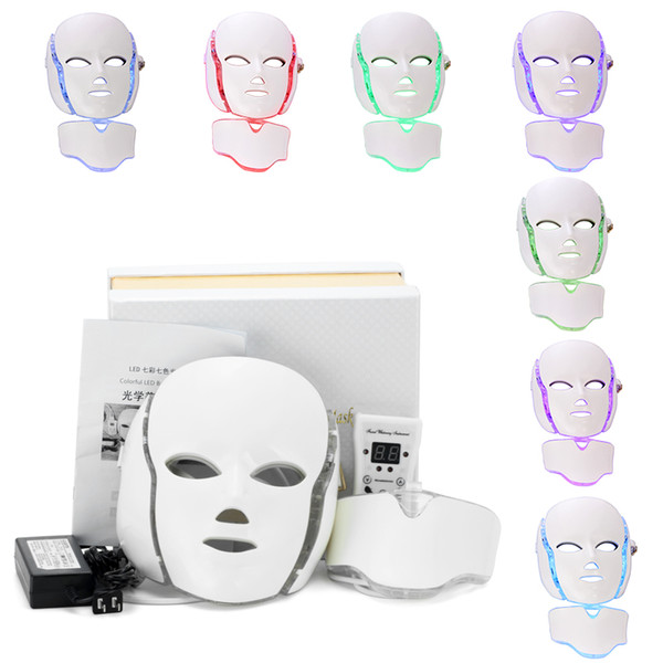 Hot Sale PDT Photon 7 Color LED Facial Neck Mask Micro-current LED Photon Mask Remove Wrinkle Acne Skin Rejuvenation Face Beauty Macchine