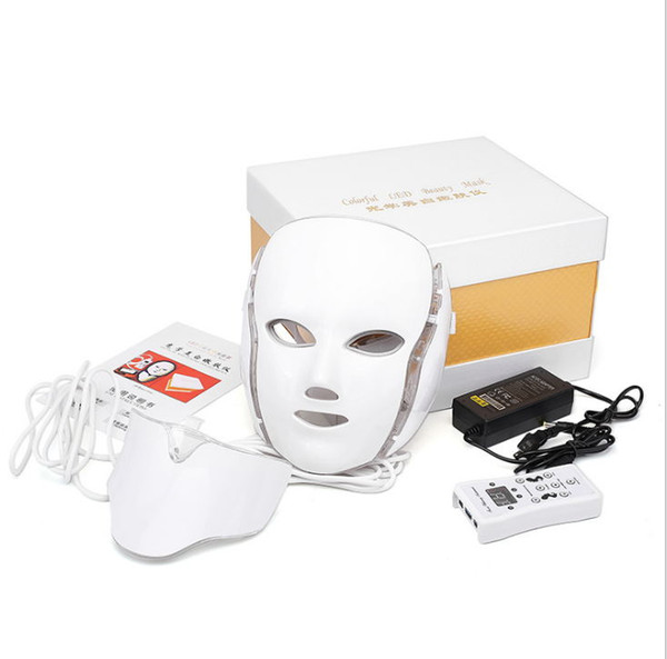 2017 Newest!!! 7 LED light Therapy face Beauty Machine LED Facial Neck Mask With Microcurrent for skin whitening device